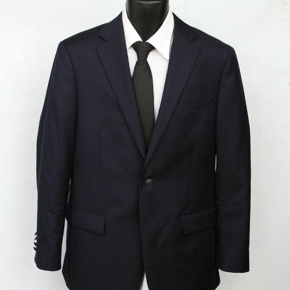 Hart Schaffner Marx Navy Wool 2 Button Single Vent Sport Coat Blazer Mens 40R